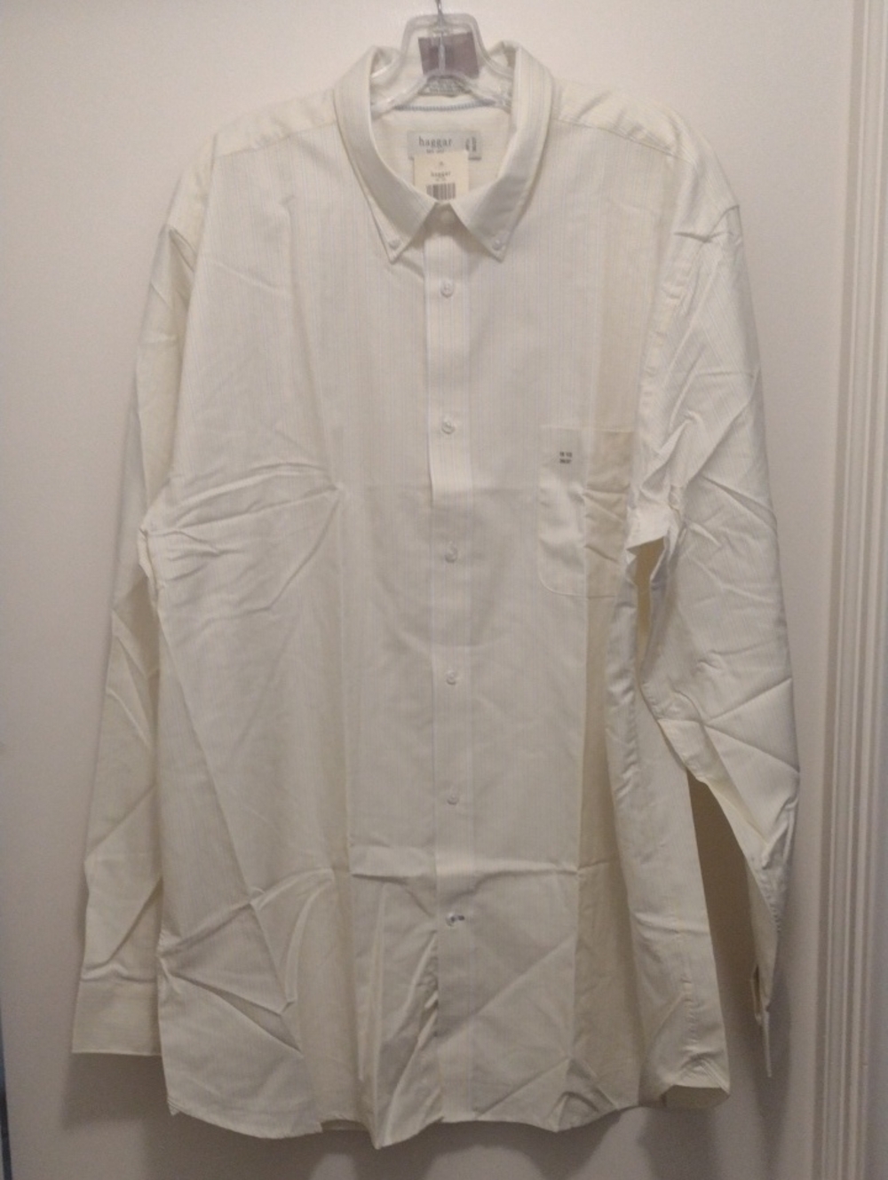 Haggar Men's Yellow And White Button-Up Shirt (J1297)